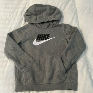 Nike, boys size small, gray hooded sweatshirt.